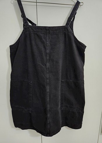 Siyah Rahat Kesim Jean Mini Salopet - Görsel 9