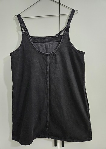 Siyah Rahat Kesim Jean Mini Salopet - Görsel 2