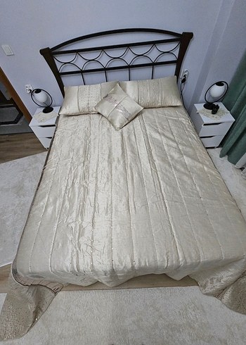 LINENS Bej Payet İşlemeli Parlak Yatak Örtüsü - Görsel 5