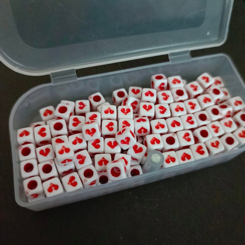 Kırmızı Kalp Desenli Boncuk - Görsel 2