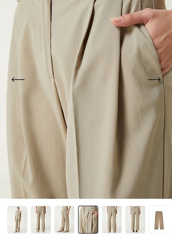 Bej Kadın Kumaş Pantolon - Rahat Kesim - Görsel 3