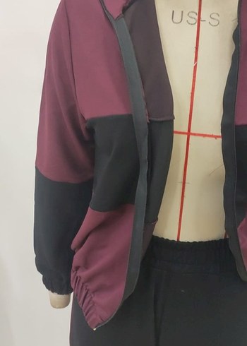 xl Beden bordo Renk Bordo Siyah Kemerli Kadın Eşofman Takımı