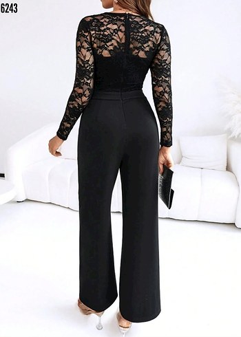 Dantel Detaylı Siyah Tulum - Görsel 2