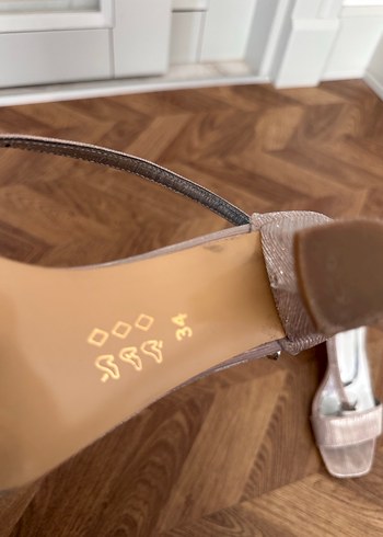 Bej Süet Tokalı İnce Topuklu Kız çocuk abiye ayakkabı - Görsel 5