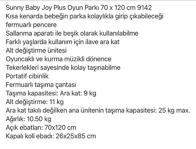 Sunny Baby Park beşik