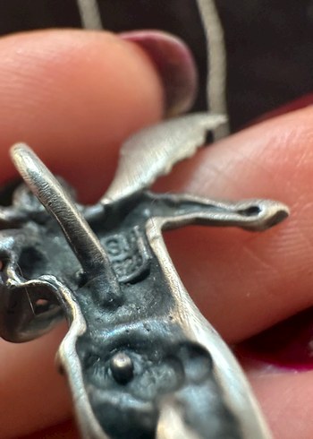 Gotik Melek Figürlü Gümüş Kolye - Görsel 2