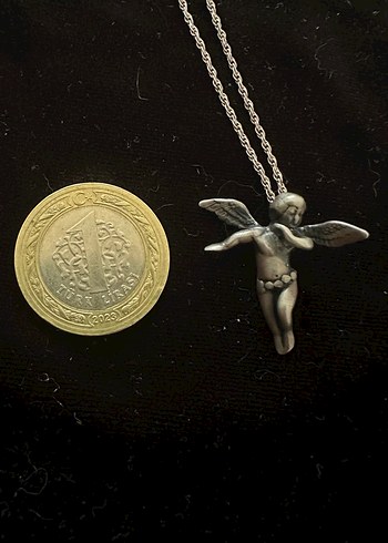 Gotik Melek Figürlü Gümüş Kolye - Görsel 3