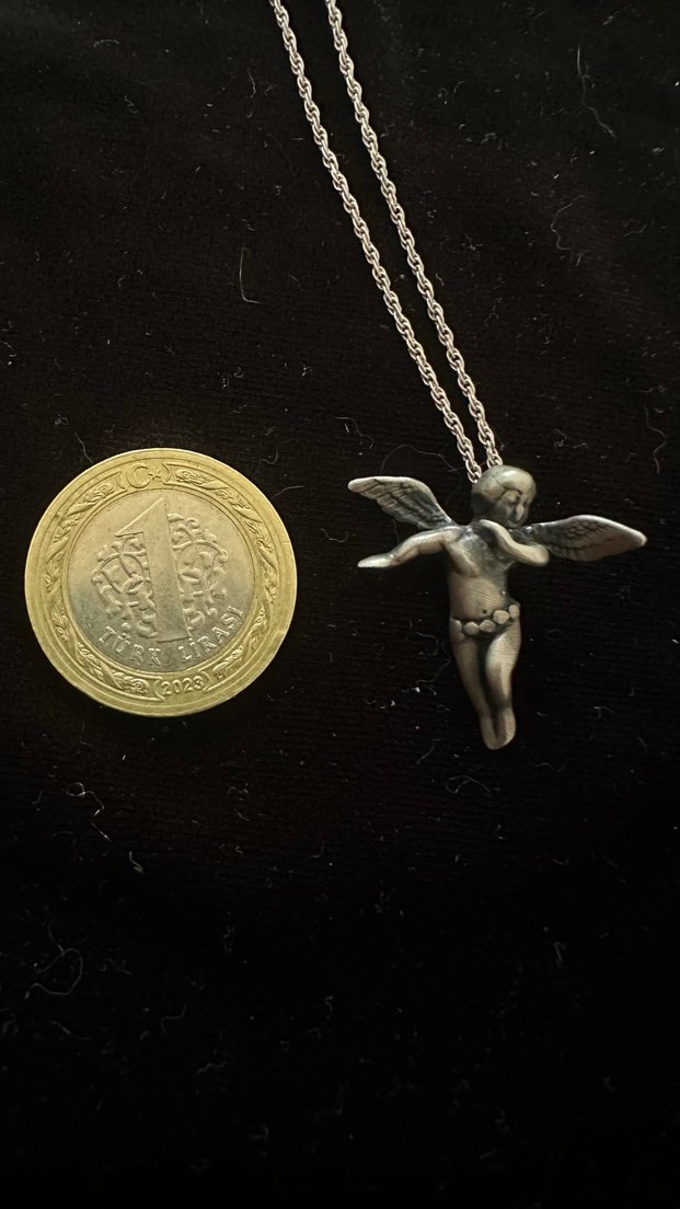 Gotik Melek Figürlü Gümüş Kolye - Görsel 3
