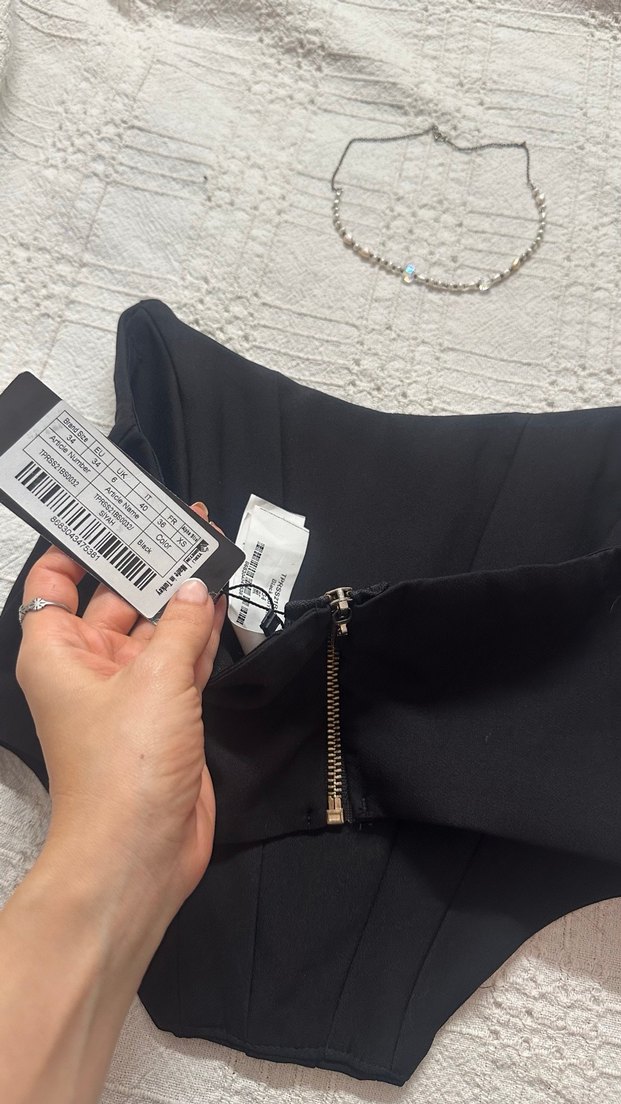 Siyah Straplez Mini Bustiyer korse - Görsel 3