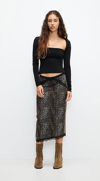 Pull& bear leopar etek