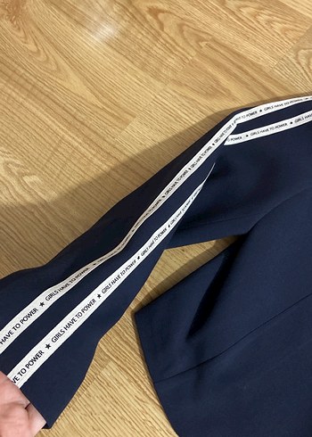 Kadın lacivert Çizgili Kısa Blazer Ceket - Görsel 3