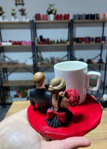 Kırmızı Tabaklı Dekoratif Kupa NİŞAN AİLE TANIŞMASI - Görsel 2