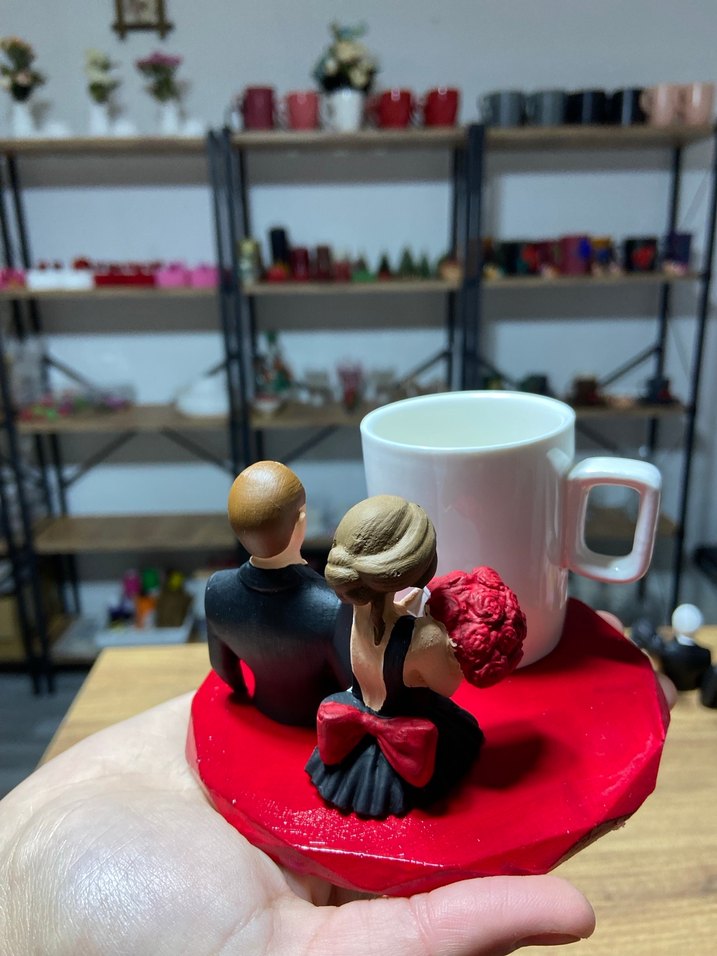 Kırmızı Tabaklı Dekoratif Kupa NİŞAN AİLE TANIŞMASI - Görsel 2