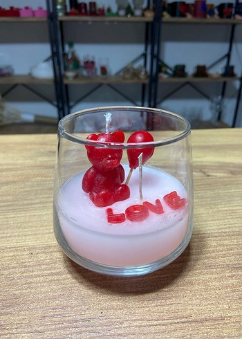 Renkli Ayıcık ve LOVE Yazılı Mum - Görsel 2