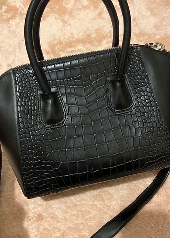 Siyah Deri Yılan Desenli Buckle'lı Kadın Çanta - Görsel 6