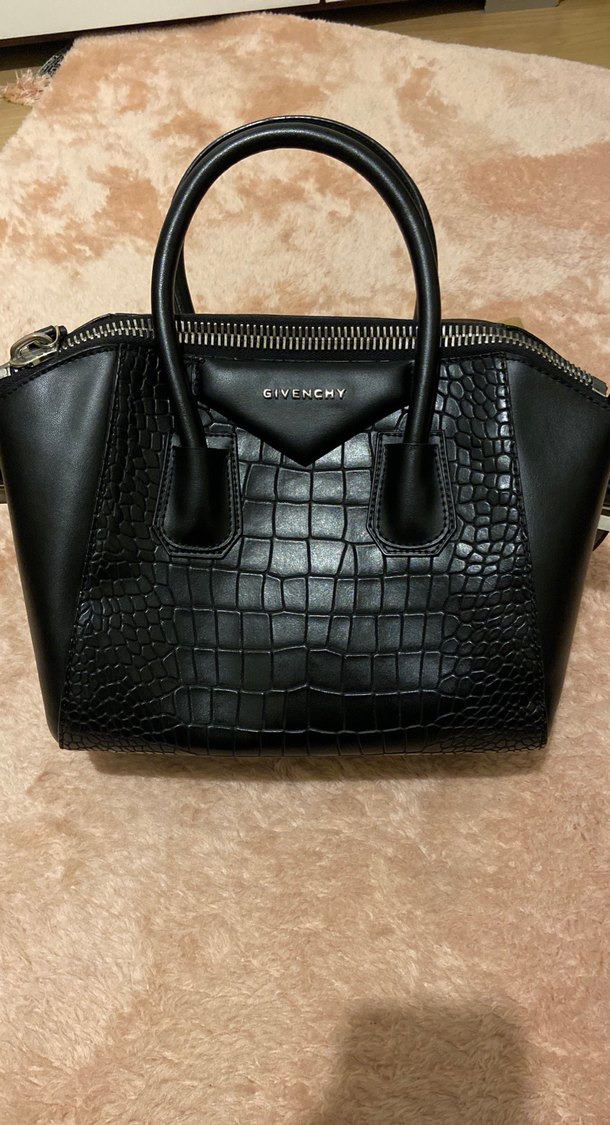 Siyah Deri Yılan Desenli Buckle'lı Kadın Çanta - Görsel 2