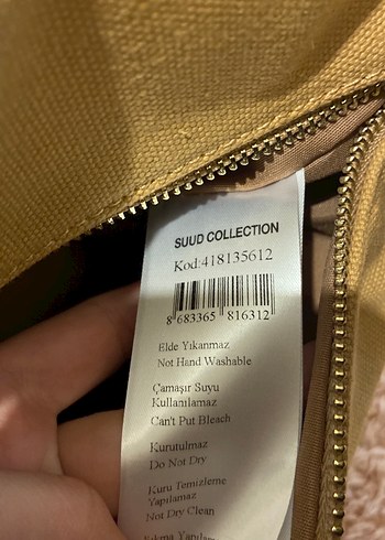 Fermuarlı Bej Keten Kadın Çanta - Görsel 5