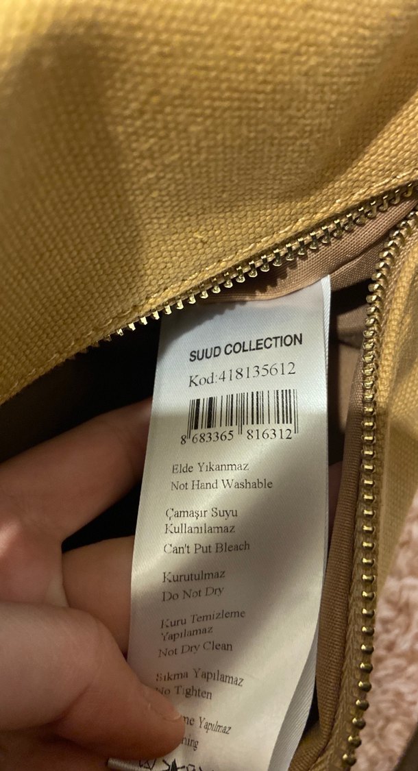 Fermuarlı Bej Keten Kadın Çanta - Görsel 5