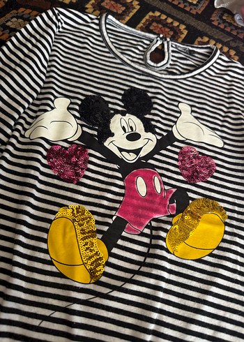 Kız Çocuk Mickey Mouse Baskılı Uzun Kollu Tişört - Görsel 4