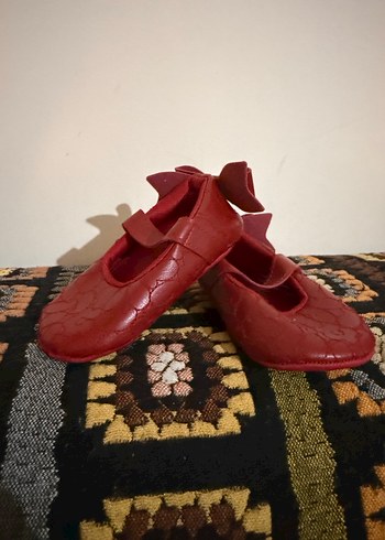 Kız Çocuk Kırmızı Fiyonklu Babet Ayakkabı - Görsel 4