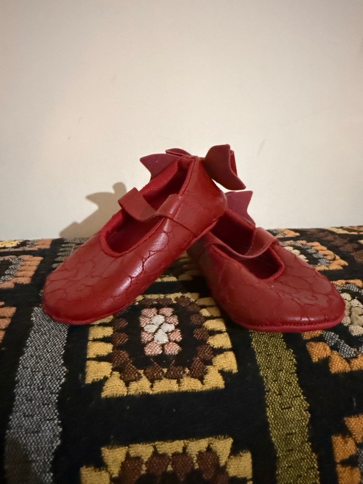 Kız Çocuk Kırmızı Fiyonklu Babet Ayakkabı - Görsel 4