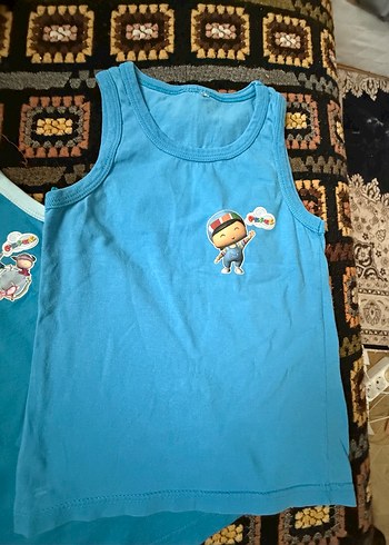 Pepee Çocuk Renkli Baskılı Mavi Atlet - Görsel 2