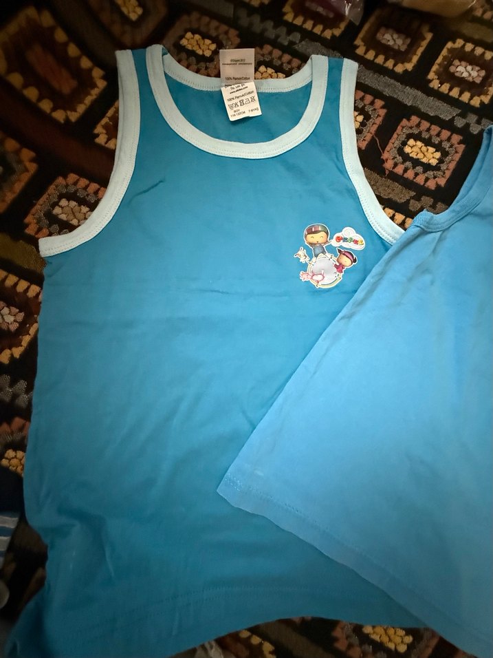 Pepee Çocuk Renkli Baskılı Mavi Atlet - Görsel 3