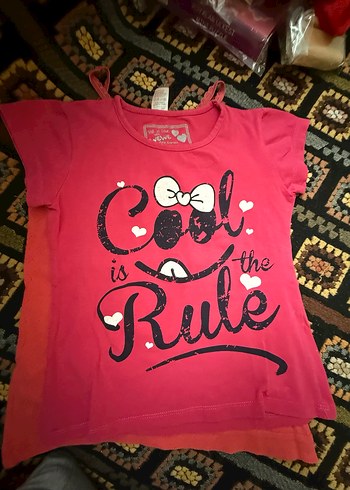 Kız Çocuk Renkli Baskılı Kısa Kollu Tişört - Görsel 3