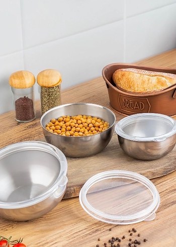 Paslanmaz Çelik Saklama Kabı Seti - Görsel 2