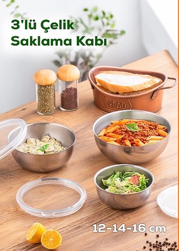 Paslanmaz Çelik Saklama Kabı Seti - Görsel 3