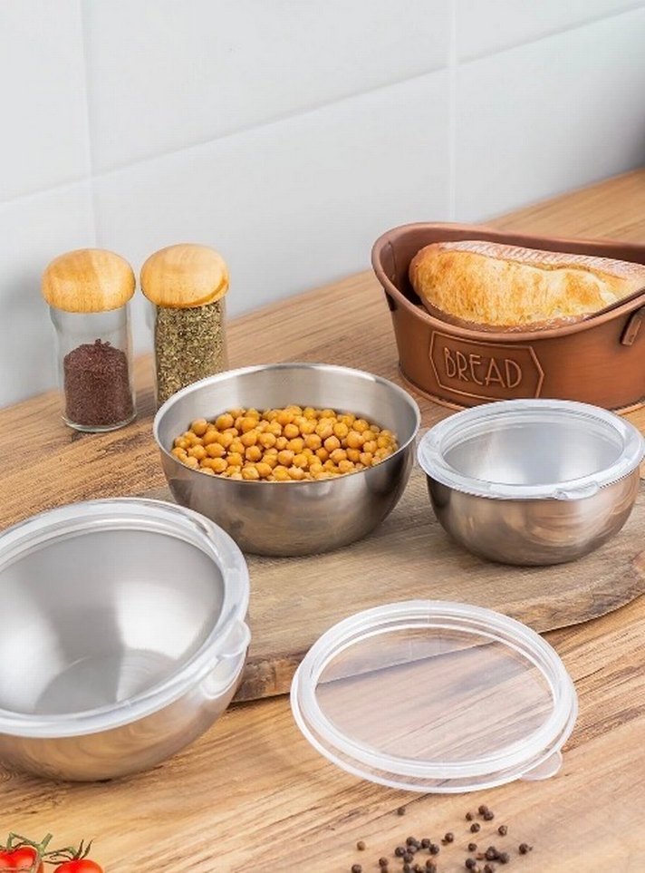 Paslanmaz Çelik Saklama Kabı Seti - Görsel 2