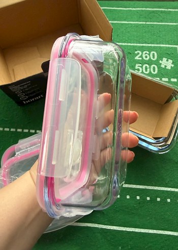 Borart Pembe Kapaklı Cam Saklama Kabı Seti - Görsel 7