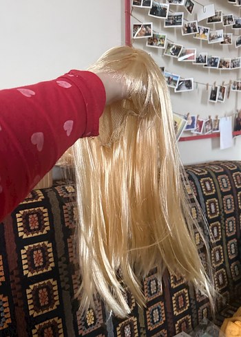 Bayan Sarı Düz Peruk - Görsel 6