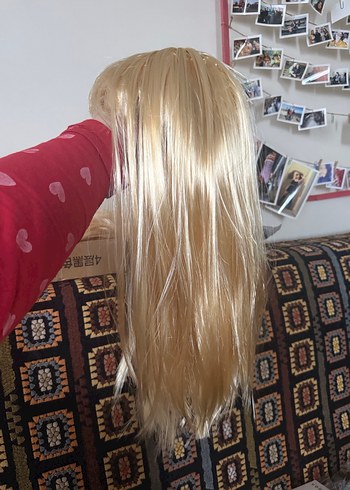 Bayan Sarı Düz Peruk - Görsel 5