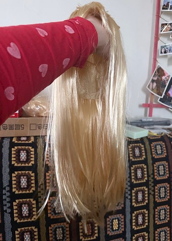 Bayan Sarı Düz Peruk - Görsel 9