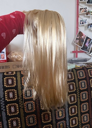 Bayan Sarı Düz Peruk - Görsel 7