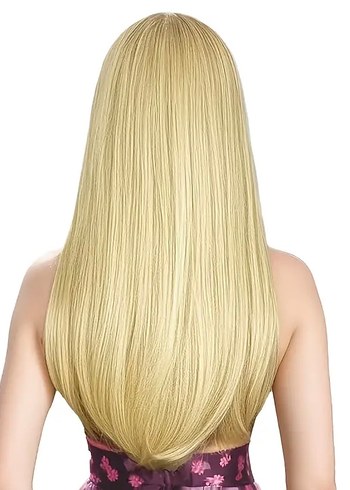 Bayan Sarı Düz Peruk - Görsel 4