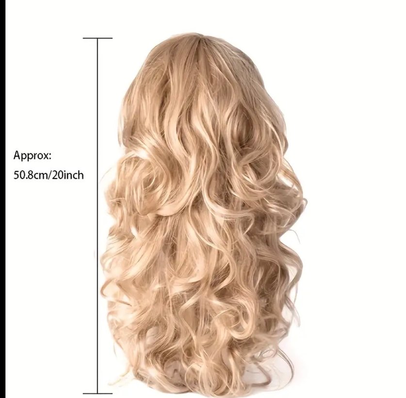 Parlak Sarı Dalgalı Sentetik Bayan Peruk - Görsel 3