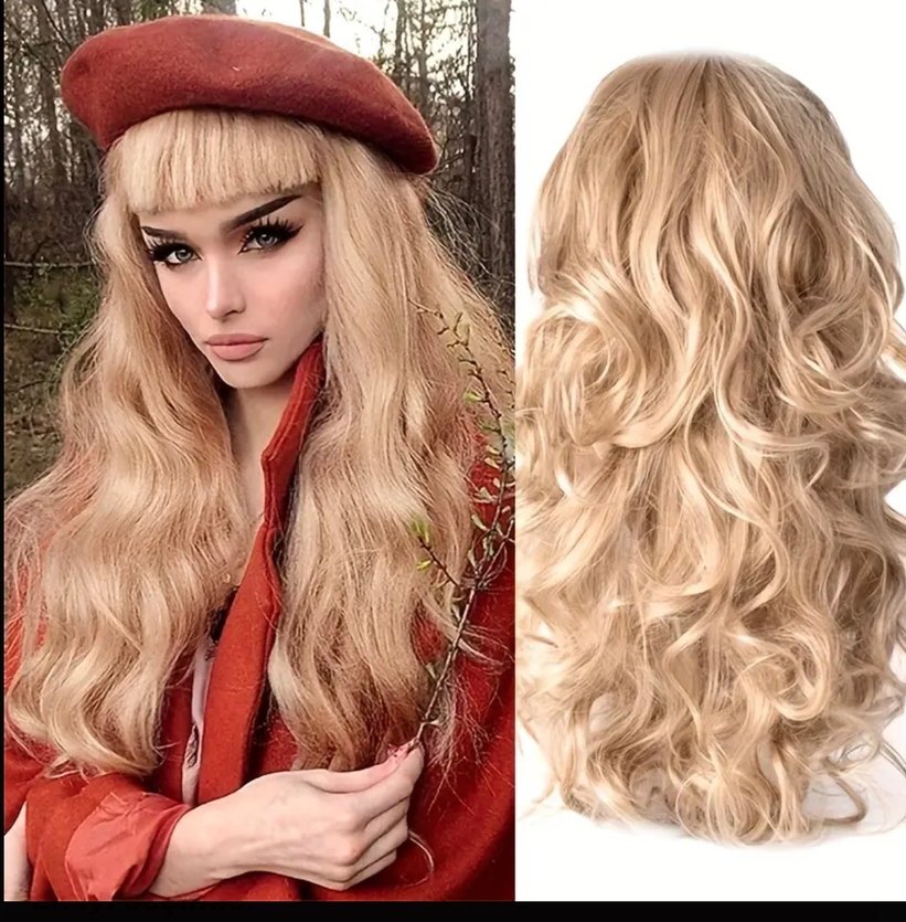 Parlak Sarı Dalgalı Sentetik Bayan Peruk - Görsel 2