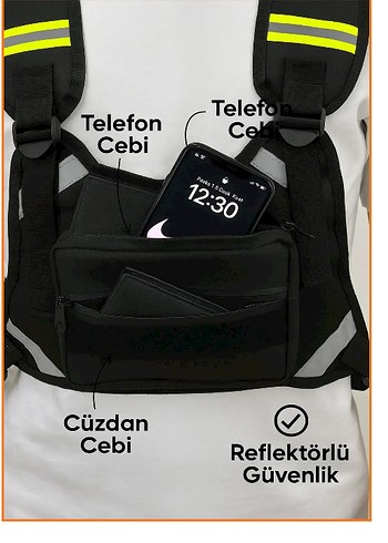 Reflektörlü Kurye Göğüs Çantası - Görsel 4