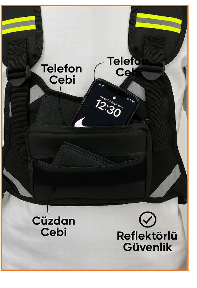 Reflektörlü Kurye Göğüs Çantası - Görsel 4