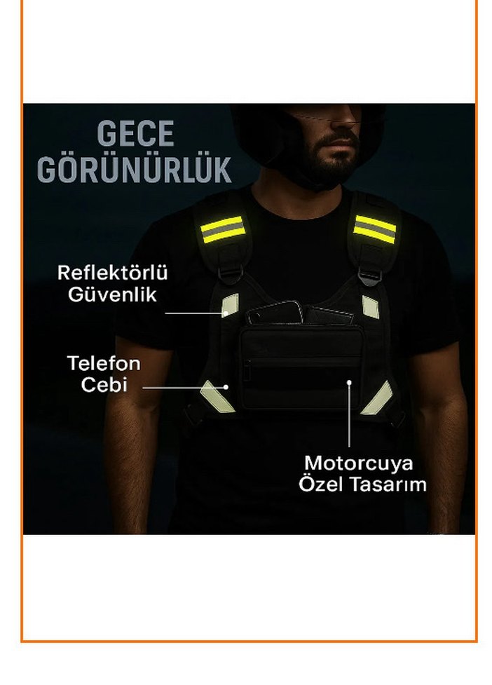 Reflektörlü Kurye Göğüs Çantası - Görsel 3