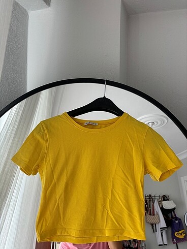 Sarı crop bluz