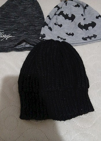 Erkek Örgü Bere Seti - Gri ve Siyah - Görsel 3