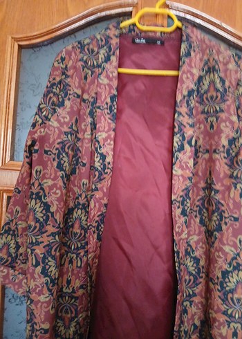 s Beden bordo Renk Bordo Desenli Bohem Midi Kimono