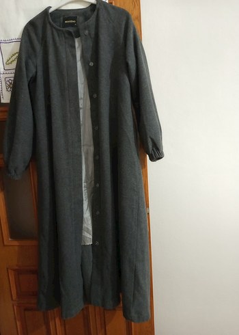 Gri Uzun Bol Kesim Kaban - Görsel 4