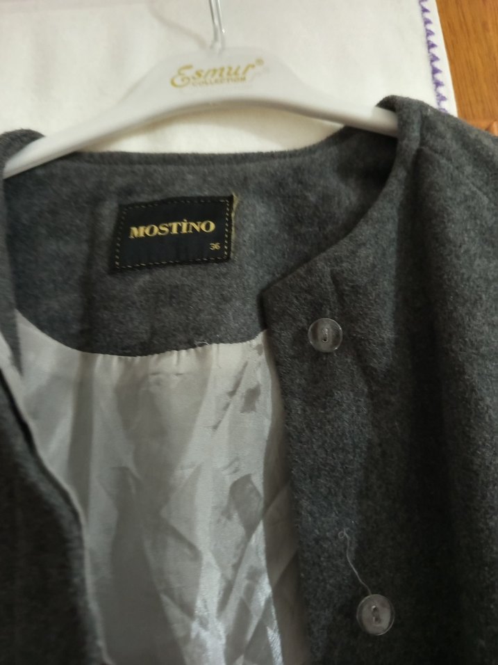 Gri Uzun Bol Kesim Kaban - Görsel 3