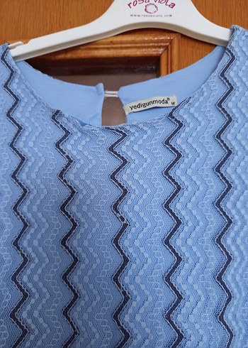 Mavi Nakışlı Uzun Bohem Elbise - Görsel 2