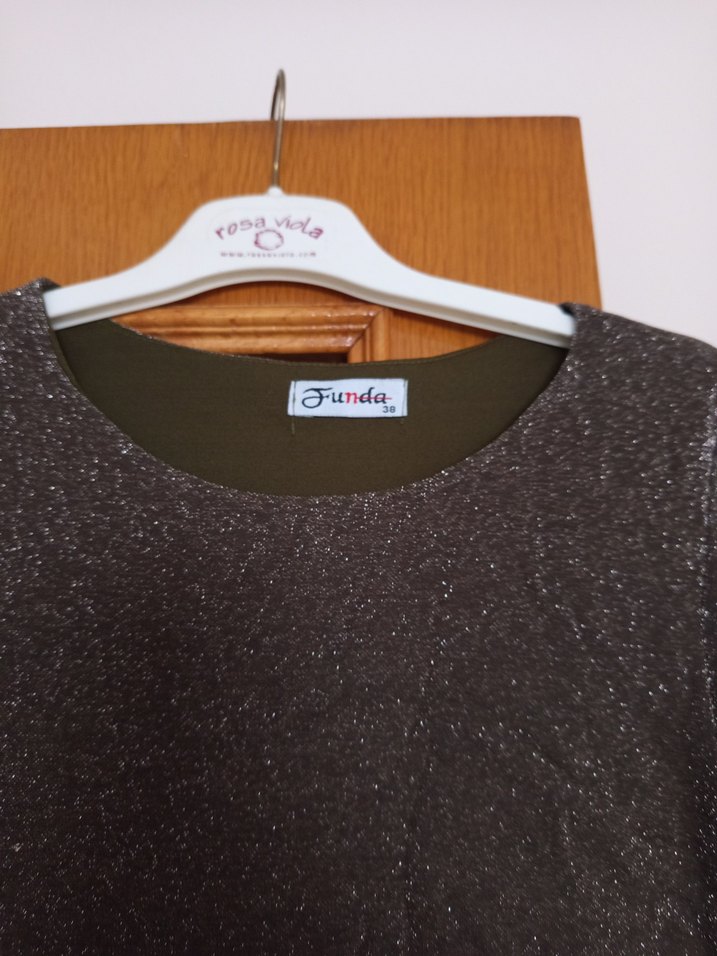 Uzun Kollu Haki Kadın Abiye Elbise - Görsel 2