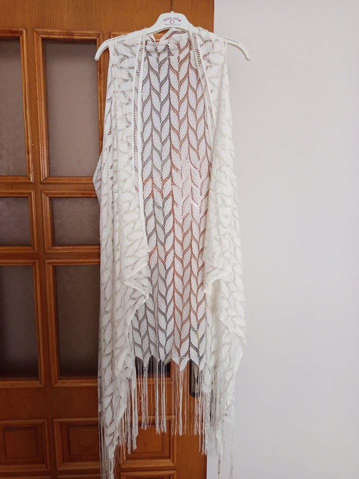 Dantel Detaylı Beyaz Kadın yelek - Görsel 3